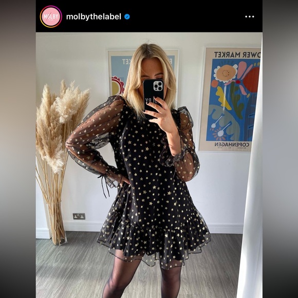 Molby the Label Goldie Dress in Gold Star print - Picture 2 of 6